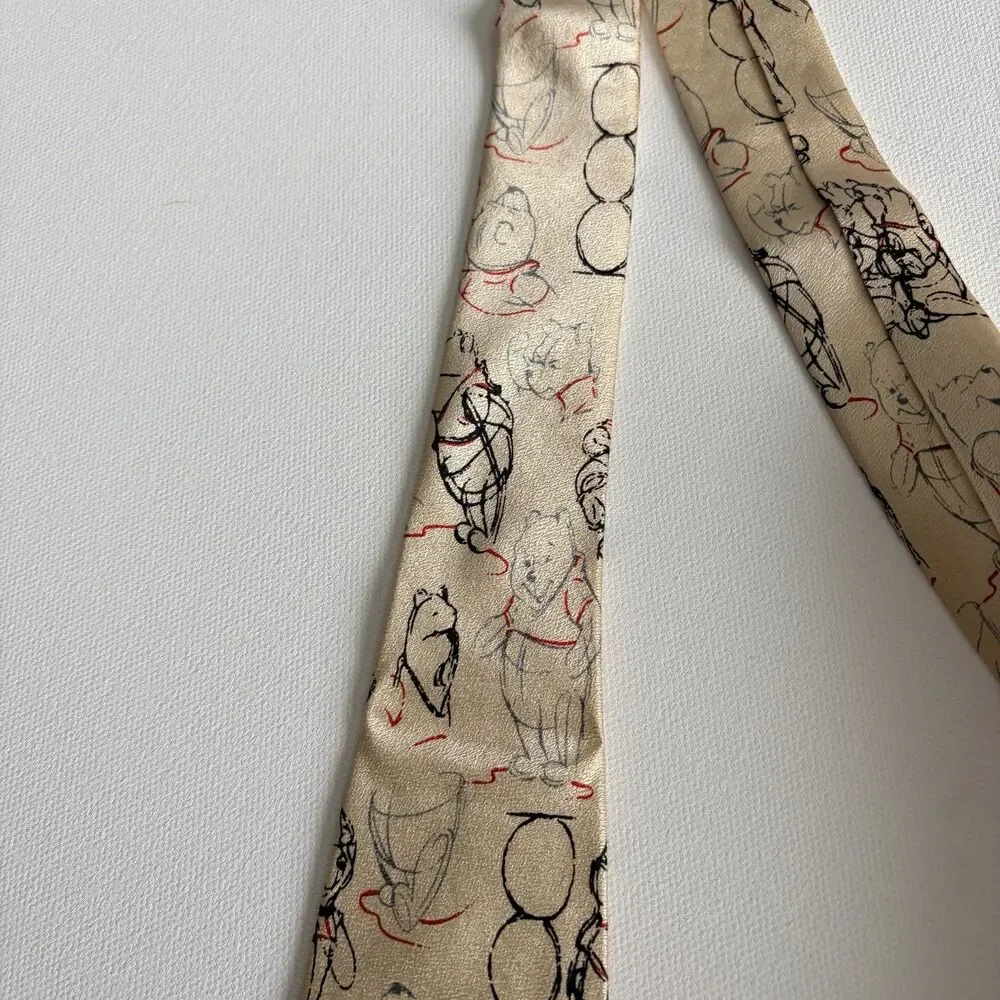 Vintage Cream Disney Tie Sketch Animation Drawing Winnie The Pooh 59” L
